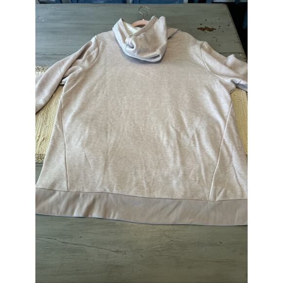 Fabletics Zaylee Fleece Pink Taupe Funnel Neck Hoodie Sz 1X Long Line Neutral - Picture 8 of 8